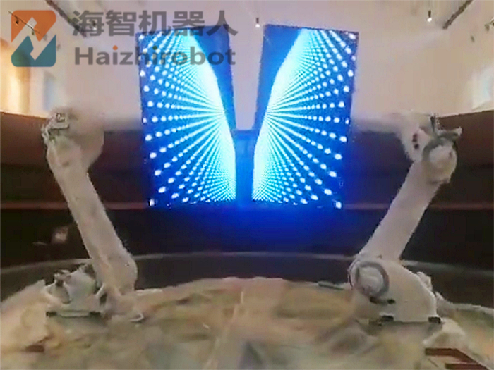 LED顯示屏工業(yè)機器人聯(lián)機協(xié)作合屏項目完工！